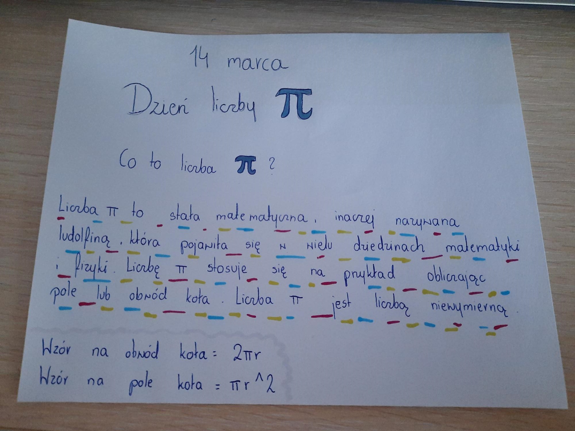 Dzień liczby Pi w naszej szkole